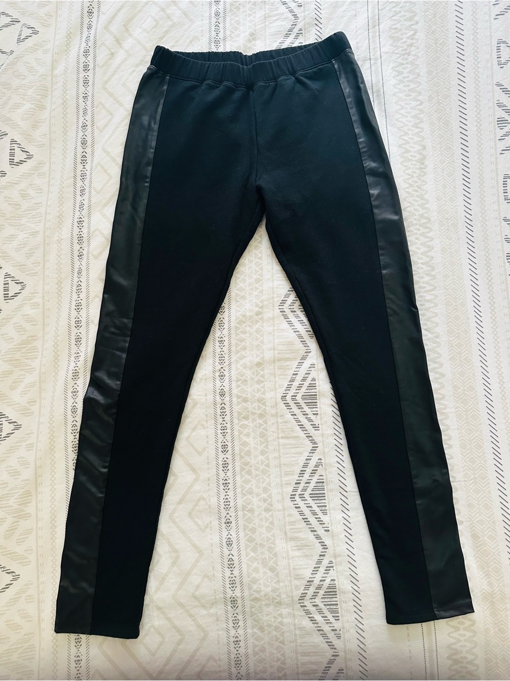 Children’s Place Black Faux Leather-Trim Leggings